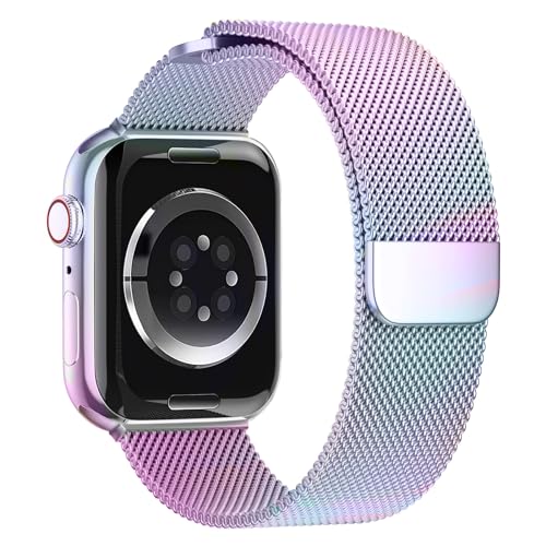 Milanaise-Schlaufe für Apple Watch, 40 mm, 41 mm, 44 mm, 45 mm, 38 mm, 49 mm, Ultra 2, 42 mm, Damen und Herren, Armbänder, Metallgewebe, magnetisch, Edelstahlband für iWatch Serie 9/8/7/SE/6/5/4/3, von EIHAIHIS