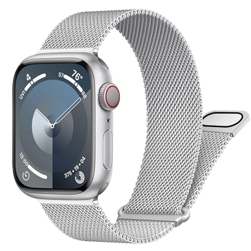 Milanaise-Schlaufe für Apple Watch Armband 40 mm, 41 mm, 44 mm, 45 mm, 38 mm, 49 mm, Ultra 2, 42 mm, Damen und Herren, Armbänder, Metallgewebe, magnetisch, Edelstahlband für iWatch Serie von EIHAIHIS