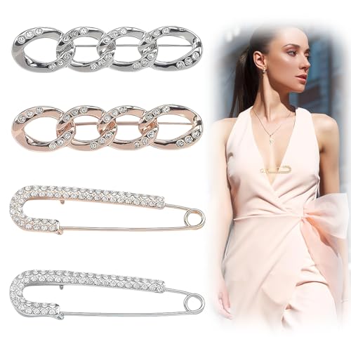4 Stücke Schmuck Brosche Damen Schmuck Frauen Brosche Pullover Schal Pin Clip Sicherheitsschmuck Brosche Faux Kristall Broschen Vintage Rucksack Weihnachten Pins Für Damen Kleid Hosen Rock Taille von EIHI