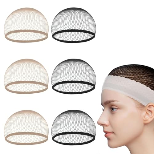 6 Stück Haarnetz Nylon Wig Cap Haarnetz für Perücken Dehnbare Atmungsaktive Perücke Kappen Perückennetz Unterziehhaube Elastische Perücken Zubehör für Partys Ballett Bun Schlafende Frauen von EIHI