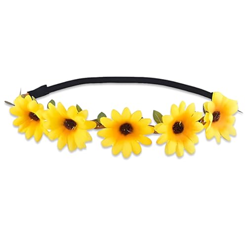 Blumen Haarband Sonnenblumen Stirnband Gänsenblümchen Haarschmuck Gelb Haarreif Blumenkranz Damen Mädchen Strand Hochzeit Reise Karneval Party Kopfschmuck von EIHI