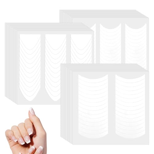 EIH 1332 Stück/36 Blatt French Maniküre Aufkleber,Maniküre Schablone,French Nails Schablone Aufkleber,Halbmond Französisch Maniküre,Selbstklebende French Tip Guides Nagelaufkleber(Drei Stile) von EIHI