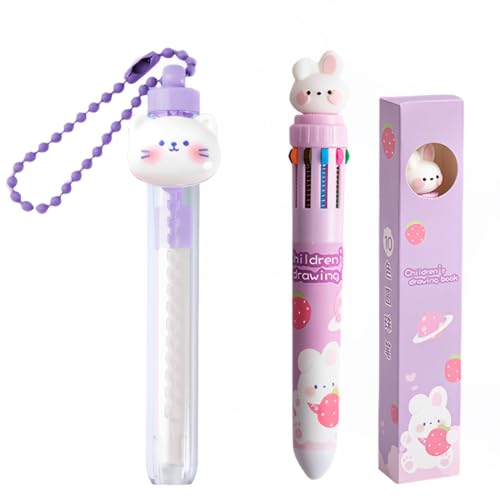 EIH 2 PCS 10 in 1 Versenkbare Kugelschreiber + Radiergummi,Mehrfarbiger Einziehbarer Kugelschreiber 10 Farben,Lustige Stifte,Mehrfarbiger Kugelschreiber,Farbwechsel Stift,für Schüler Geschenk von EIHI