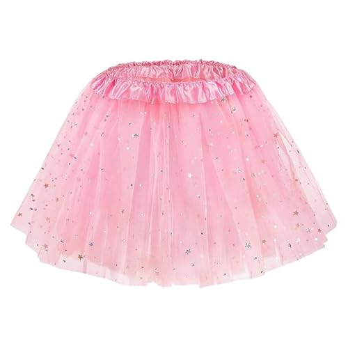 EIHI 1 Stück Kinder Tüllrock in zartem Rosa - Bunter Ballettrock für Mädchen mit einem Hauch von Glitzer Kinder Mädchen Tüllrock Pailletten Tütü Rock Glitzer Bunt Ballettrock von EIHI
