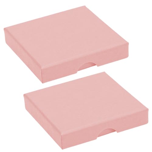 EIHI 2 PCS 8x8x1.6CM Geschenkschachtel Schmuckschatulle Schmuck Geschenkboxen Karton mit Deckel Matt Pappschachteln Schmuckdose Klein mit Samt Gefüllt Für Ring Halskette Geschenke Display(Hellrosa) von EIHI