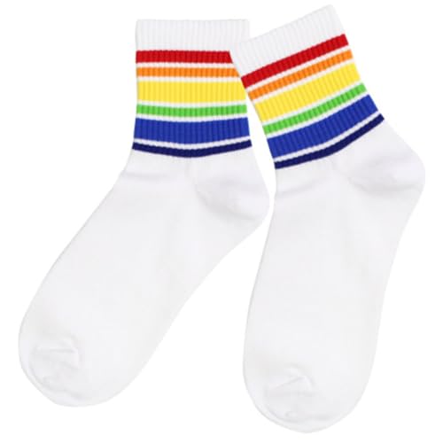 EIHI 2 Paar Schwule Stolz Weiß Socken Herren Damen - Bunte Flagge Pride CSD Sportsocken Unisex LGBTQ Accessoires Regenbogen Geschenke von EIHI