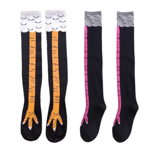 EIHI 2 Paires Overknees Strümpfe Damen Hühnerfüße Socken Socken Hühner Socken Chicken Leg Socks Hühnerbeinsocken Damen Hühnersocken von EIHI