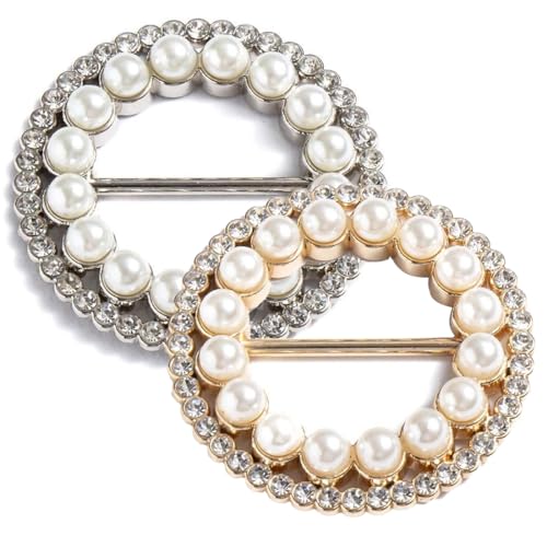 EIHI 2 Stück Schal Ringe Schnalle für Damen Cubic Zirkonia Seide Schal Ring Schnalle TShirt Clips Schnalle Kleidung Ecke geknotet Schnalle TShirt Runde Kleidung Ecke Geknotet Knopf Clip von EIHI