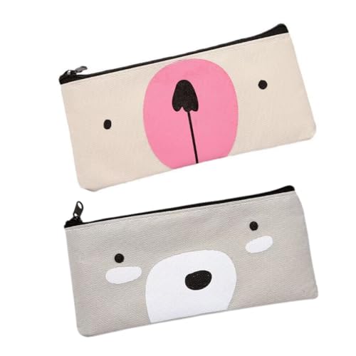 EIHI 2 Stück Schlamppermäppchen, Stiftemäppchen, Niedliches Federmäppchen Aus Segeltuch, Cartoon Stiftmäppchen, Kawaii Stiftehalter, Federmäppchen, Reißverschluss,Mäppchen Klein, Make Up Tasch von EIHI