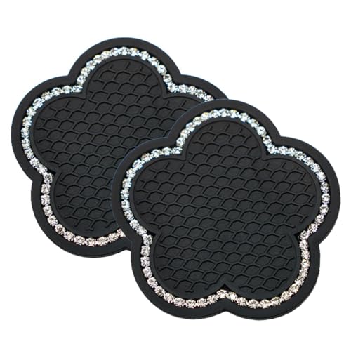 EIHI 2 Stück Auto Getränkehalter Einsatz Anti-Rutsch Auto Untersetzer für Kaffeebecher, Silikon, Schwarz von EIHI