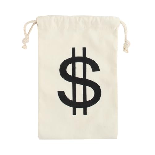 EIHI 23.5x16cm Geldbörsen Bankräuber Geldsack Dieb Geld Sack Dollarzeichen Stoffsack Räuber Geldbeutel Wild West Bank Beutel Cowboy Kostüm Zubehör von EIHI