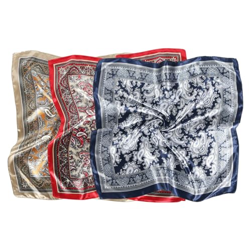 EIHI 3 Stück Bandana,Kopftuch Damen,Bandana Damen,Glatter Seidenschal Damen Hijab Schals,Hijab Quadratischer Schal Seidenhaarschmuck (60 * 60Cm) von EIHI