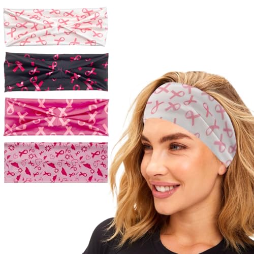 EIHI 4 Stück Haarbänder Damen Breite Elastische Weiche Stirnband Damen Sommer Boho Stirnband Print Haarschmuck Yoga Sport Haarband Mehrfarbig Dünn Stirnbänder von EIHI
