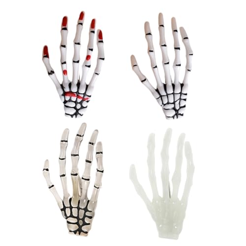 EIHI 4 Stück Halloween Horror Hand Knochen Haarnadel, Hair Clips, Lustige Haarspange, Sicherer Halt Haarklammer für Mädchen Frauen Dickes Dünnes Haar, Halloween Haarschmuck von EIHI