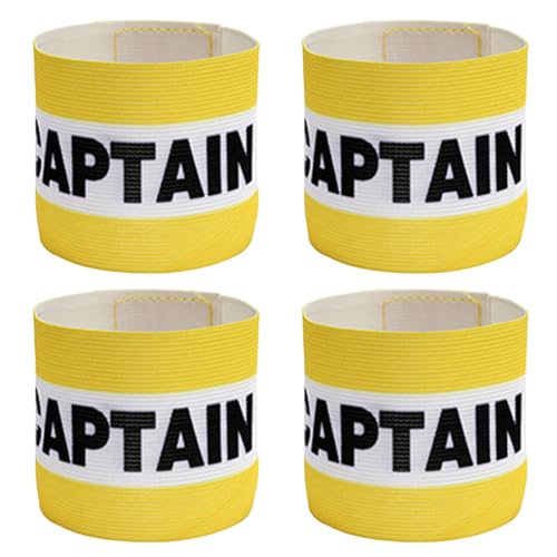 EIHI 4 Stück Kapitänsbinde, einstellbare Fussball Armband für Erwachsene Kinder, Unisex Klettverschluss Arm Bands für mehrere Sportarten Fußball Hockey Rugby Netball（Gelbe） von EIHI