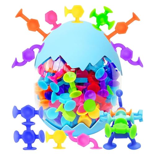 EIHI 48 Stück spielzeug badewannenspielzeug saugnapf spielzeug kinder Saugnapf Spielzeug Badewannen Spielzeug Reise Eiförmige Verpackung für 3 4 5 6 7 8 Jahre Jungen Mädchen von EIHI