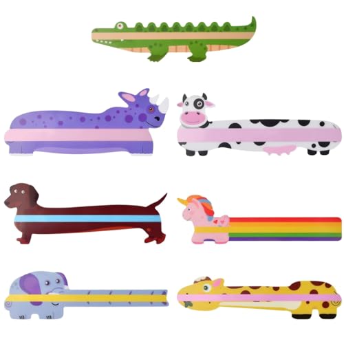 EIHI 7 Stück Lesehilfe Für Kinder,Tier Overlay Lesen Tracking Lineale, Dyslexia Rule Geführte Lesestreifen, Markieren Streifen,Leselineal,Lesestreifen,Leselineal Grundschule(7 Muster,A) von EIHI
