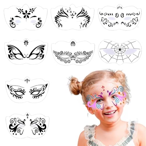 EIHI 8 Kinderschminken Vorlagen, Wiederverwendbare Gesichtsbemalungsschablonen für Kinder und Erwachsene - Kreative Gesichts- und Augenmalerei - DIY Schminkvorlage für Bühne und Halloween Make-up von EIHI