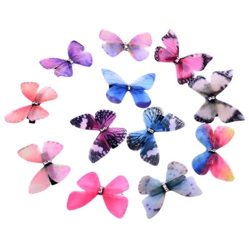 EIHI Haarspangen Mädchen, Haarschmuck Mädchen, Schmetterling Haarspange, Schmetterling Glitzer Haarspange Snap Haarklammer 3D Haar Accessoire für Mädchen Damen Kinder, 12 Stück von EIHI