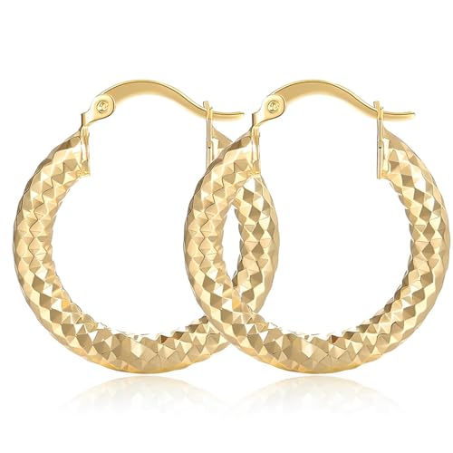 EIHI Hypoallergene Ohrringe Creolen Ohrring für Damen Kreolen Creolen 18K Ohrringe Gold für Damen Frauen Mädchen Gold Farbe von EIHI