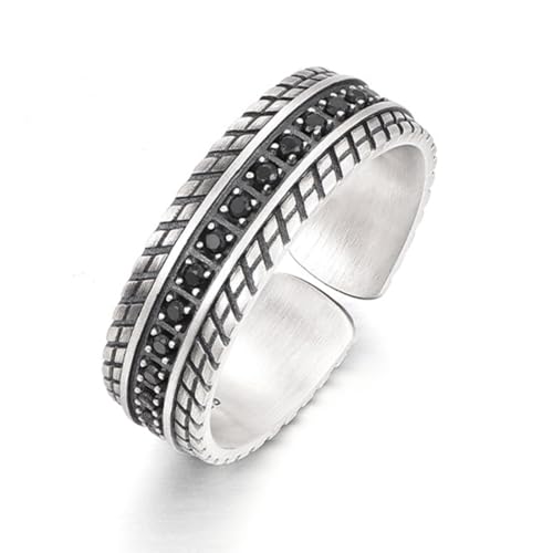 EIHI Ringe Herren - Ringe Für Herren - Vintage Silberner Reifenform Ring - Offener Verstellbarer Herrenring - Stilvolle Ringe Für Männer Und Frauen von EIHI