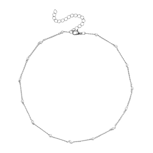 EIHI Silber Perlen Kette,Kette Damen Silber,Choker Kette Damen,Kette Gold Halskette Kette Süßwasserperlen Halskette Frauen Geschenke Schmuck Damen von EIHI