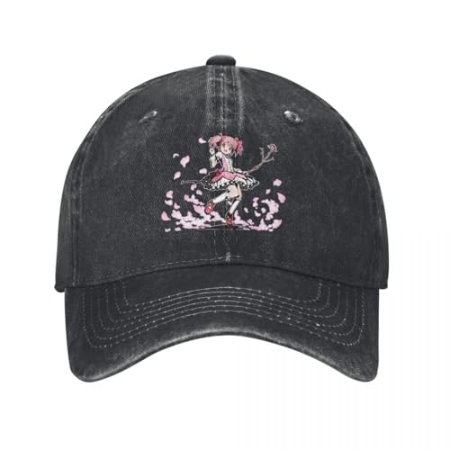 EIILBEIS Outdoor Sport Sonnenhut Unisex Qbey Puella Magi Madoka Magica Baseballmützen Vintage Distressed Washed Anime Snapback Cap für Männer Frauen Outdoor Verstellbare Hüte Geschenke von EIILBEIS