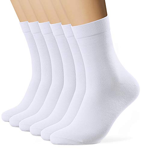 EIISSION Socken Herren Damen 39-42 Weiß Warme Sportsocken Unisex Business Lange mit Baum-wolle Haltbarkeit für Sport Freizeit 6 Paar Weiß 39-42 von EIISSION