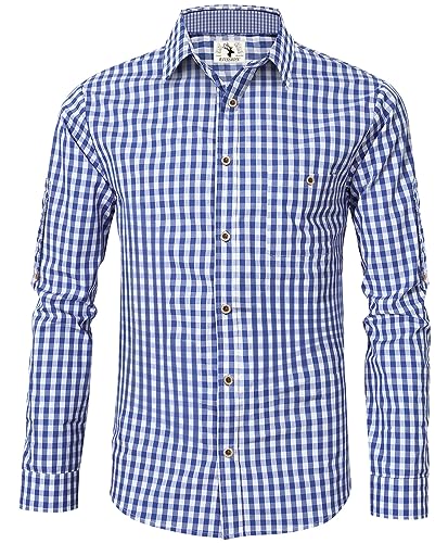 EIISSION Trachtenhemd Herren Kurzarm Blau Oktoberfest Kariert Langarm Trachten Hemd Freizeithemd Karohemd Baumwolle Slim fit 4XL EIISSION Trachtenhemd Herren Kurzarm Blau Oktoberfest Kariert Langarm Trachten Hemd Freizeithemd Karohemd Baumwolle Slim fit 4XL von EIISSION