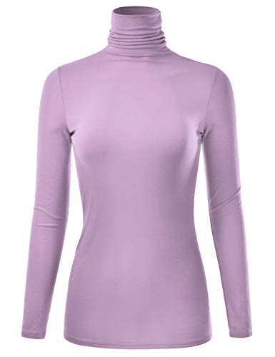 EIMIN Damen Langarm Rollkragen Leichter Pullover Slim Fit T-Shirts Top Sweater (S-3XL), Ett003_lilac, M von EIMIN