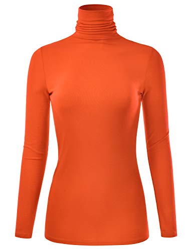 EIMIN Damen Langarm Rollkragen Leichter Pullover Slim Fit T-Shirts Top Sweater (S-3XL), Ett003_orange, Mittel von EIMIN