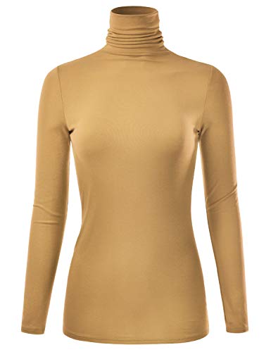 EIMIN Damen Langarm Rollkragen Leichter Pullover Slim Shirt Top (S-3XL) - Gelb - Klein von EIMIN