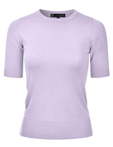 EIMIN Damen Strickpullover Rundhalsausschnitt 1/2 Ärmel Slim Fit Pullover Strickpullover (S-XL) - Mehrfarbig - X-Groß von EIMIN