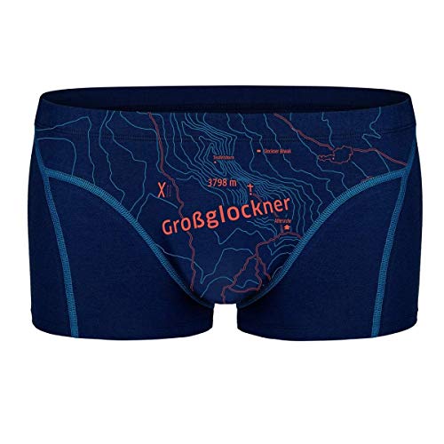 EIN SCHÖNER FLECK ERDE. Herren Boxershorts Großglockner, Bio-Baumwolle, Fair produziert, Alpines Design, Bedruckt, Tiefblau, L von EIN SCHÖNER FLECK ERDE.