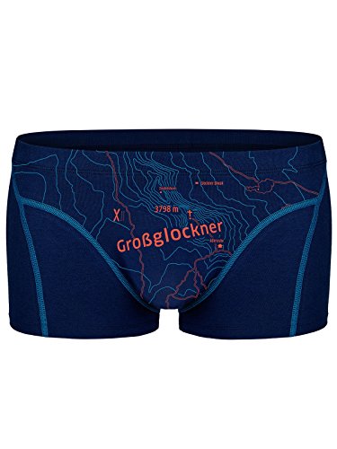 EIN SCHÖNER FLECK ERDE. Herren Boxershorts Großglockner, Bio-Baumwolle, Fair produziert, Alpines Design, Bedruckt, Tiefblau, S von EIN SCHÖNER FLECK ERDE.