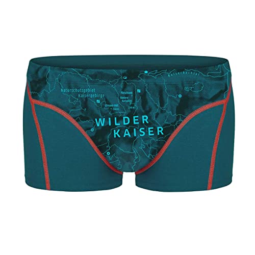 EIN SCHÖNER FLECK ERDE. Herren Boxershorts Wilder Kaiser, Bio-Baumwolle, Fair produziert, Alpines Design, Bedruckt, Blaugrau (M) von EIN SCHÖNER FLECK ERDE.