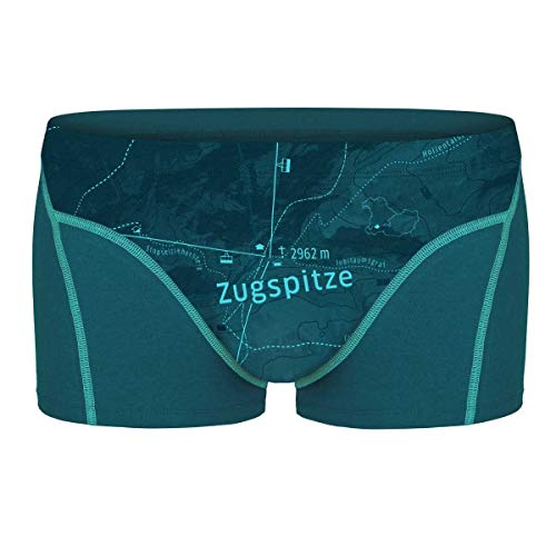 EIN SCHÖNER FLECK ERDE. Herren Boxershorts Zugspitze, Bio-Baumwolle, Fair produziert, Alpines Design, Bedruckt, Blaugrau (L) von EIN SCHÖNER FLECK ERDE.