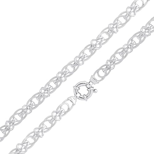 EINATS BOUTIQUE Handgefertigte Halskette aus 925er-Sterlingsilber, 10 mm, doppelt oval, strukturiert, mit luxuriösem Bolzenring, 43,2 cm, Sterling Silber von EINATS BOUTIQUE