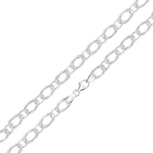 EINATS BOUTIQUE Handgefertigte Halskette aus 925er-Sterlingsilber, 8 mm, ovale Doppelglieder, 45,7 cm, Sterling Silber von EINATS BOUTIQUE