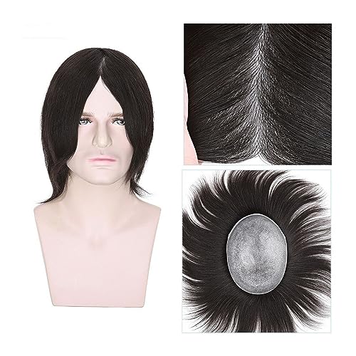 Perücken für Männer 8-Zoll-System for glattes Haar, Einheiten, 0,08 mm PU, dünne Haut, Herren-Haarprothese, Haarteile, 110% Dichte, 8 x 10 Zoll, natürliches indisches Echthaar, Herren-Toupet Herrenpe von EINES