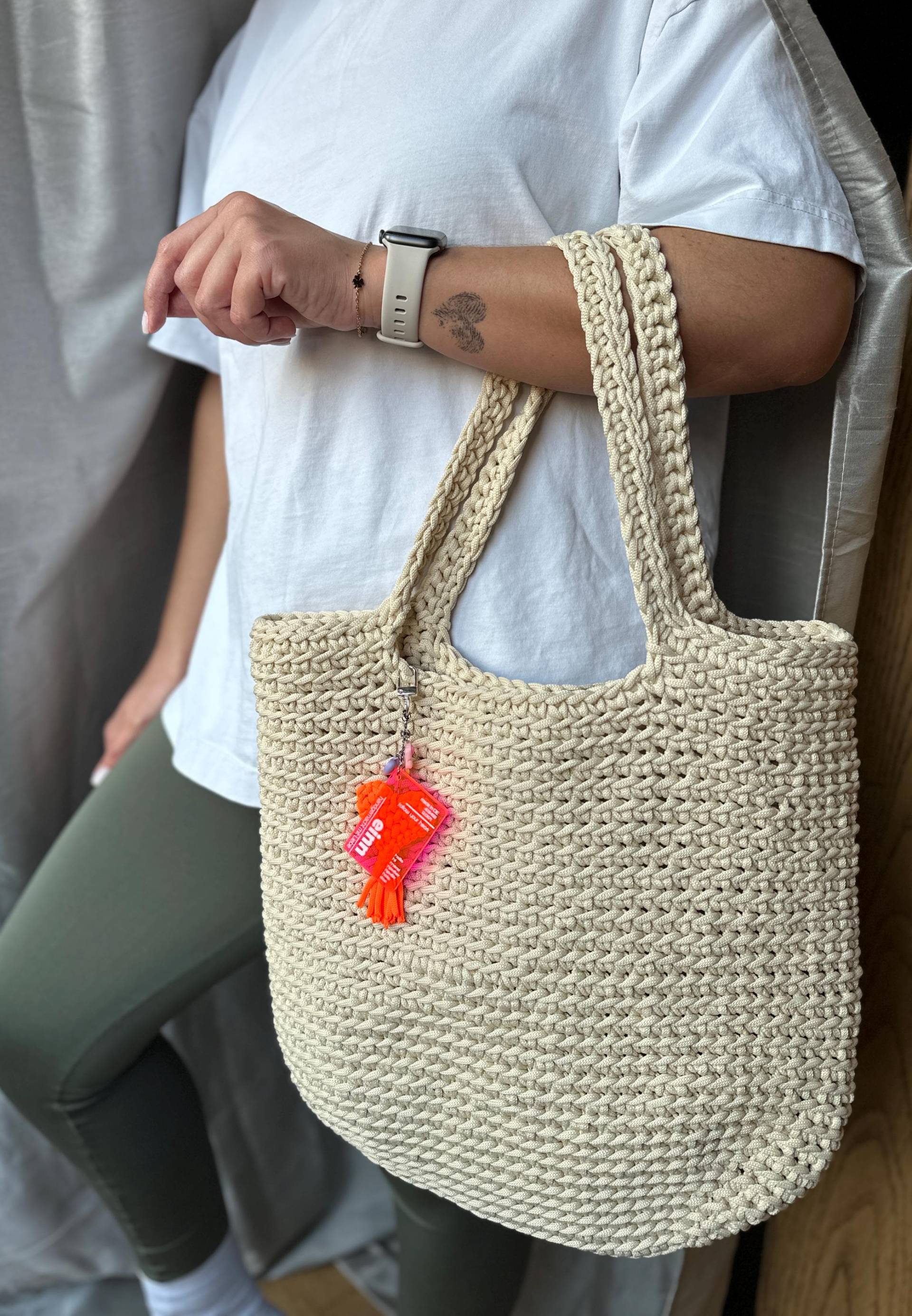 Handmade Crochet Tote Bag - Large Summer Beach Eco-Friendly Market Shopper Lightweight Shoulder Purse von EINNmitliebe