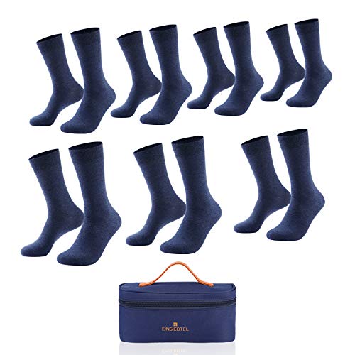 EINSIEBTEL® EINCLASSIC Herren Socken Business Socken 7er Pack, Geschenkverpackung mit Aufbewahrungstasche (39-42, 7X Blue Navy) von EINSIEBTEL