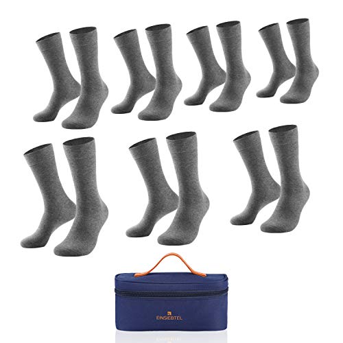 EINSIEBTEL® EINCLASSIC Herren Socken Business Socken 7er Pack, Geschenkverpackung mit Aufbewahrungstasche (47-50, 7X Grey) von EINSIEBTEL