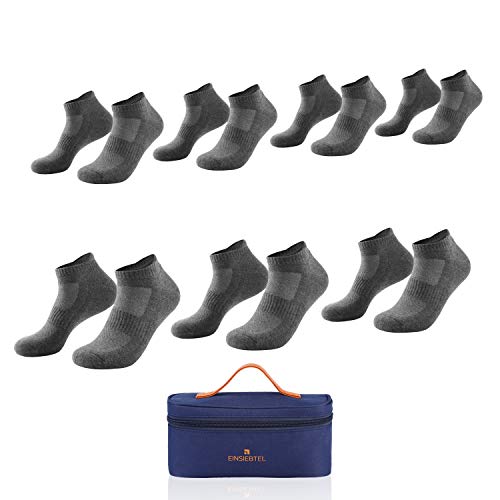 EINSIEBTEL® EINJOGGING Unisex Laufsocken, Sneaker Socken, Sportsocken mit Frotteesohle, Herren & Damen, 7er Pack, Geschenkverpackung mit Aufbewahrungstasche (47-50, 7X Grey) von EINSIEBTEL