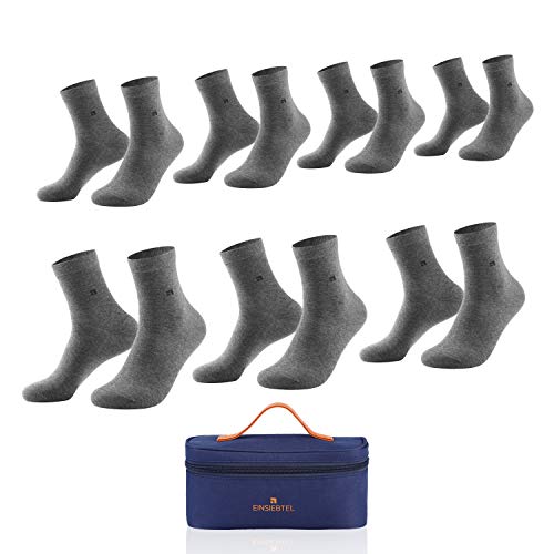 EINSIEBTEL® EINKOMFORT Unisex Quarter Socken, Herren & Damen, 7er Pack, Geschenkverpackung mit Aufbewahrungstasche (39-42, 7X Grey) von EINSIEBTEL