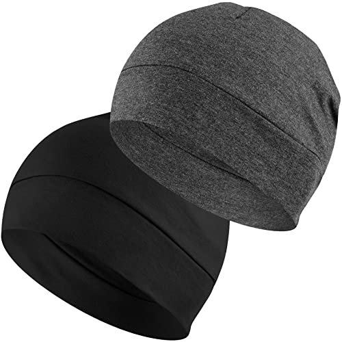 EINSKEY Fahrradmütze Unter Helm, Leichte Dünne Baumwollmütze für Herren und Damen, Perfekt als Schlafmütze, Laufmütze, Skull Cap oder Chemo Kopfbedeckung - 2er Pack von EINSKEY