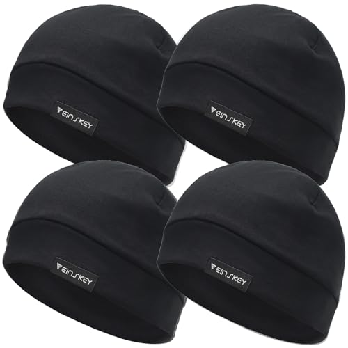 EINSKEY Fahrradmütze Unter Helm, Leichte Dünne Baumwollmütze für Herren und Damen, Perfekt als Schlafmütze, Laufmütze, Skull Cap oder Chemo Kopfbedeckung - 2er Pack von EINSKEY
