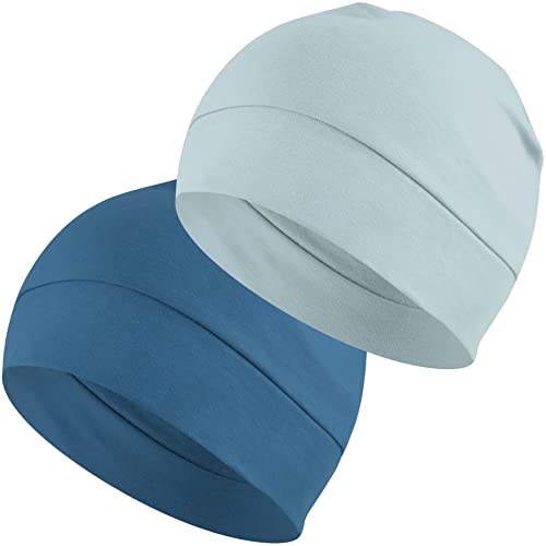 EINSKEY Fahrradmütze Unter Helm, Leichte Dünne Baumwollmütze für Herren und Damen, Perfekt als Schlafmütze, Laufmütze, Skull Cap oder Chemo Kopfbedeckung - 2er Pack von EINSKEY