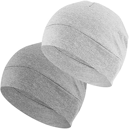EINSKEY Fahrradmütze Unter Helm, Leichte Dünne Baumwollmütze für Herren und Damen, Perfekt als Schlafmütze, Laufmütze, Skull Cap oder Chemo Kopfbedeckung - 2er Pack von EINSKEY