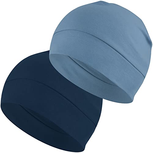 EINSKEY Fahrradmütze Unter Helm, Leichte Dünne Baumwollmütze für Herren und Damen, Perfekt als Schlafmütze, Laufmütze, Skull Cap oder Chemo Kopfbedeckung - 2er Pack von EINSKEY